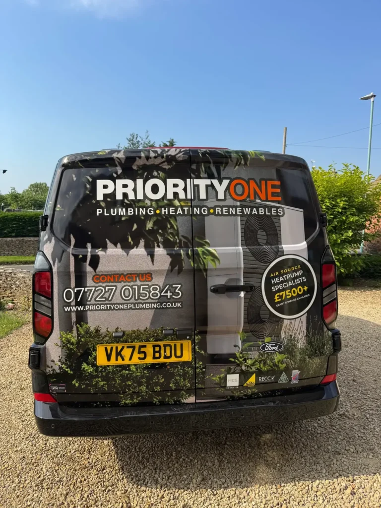 Priority one plumbing van on site