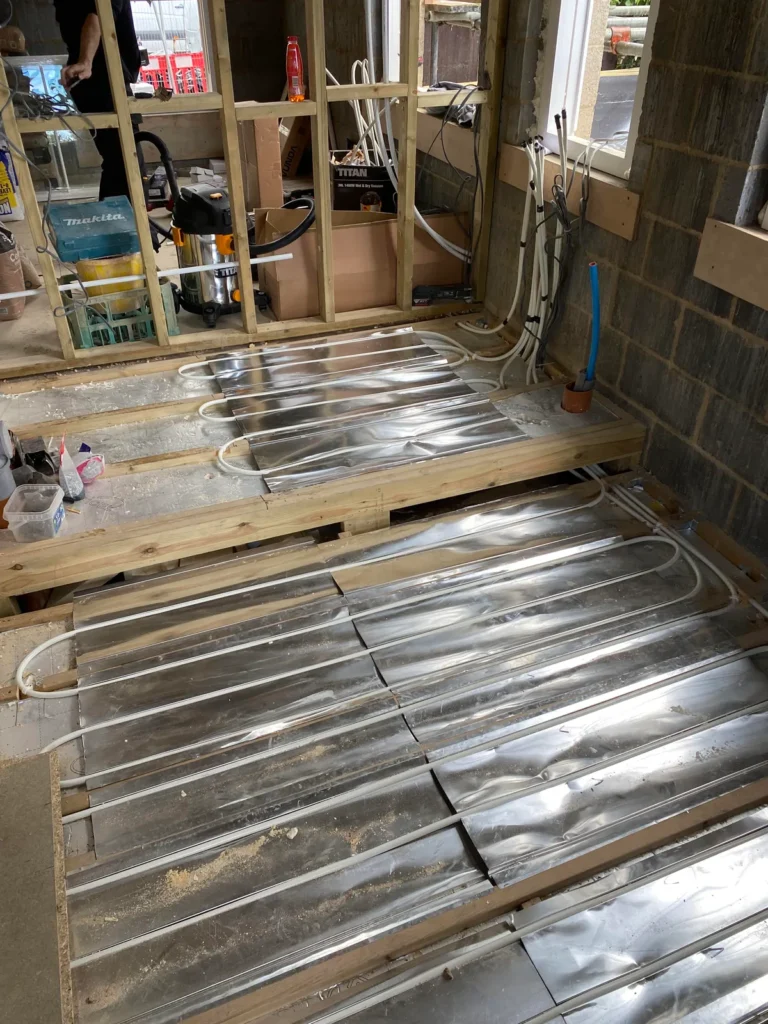 Aluminium underfloor heating tray in Gloucester