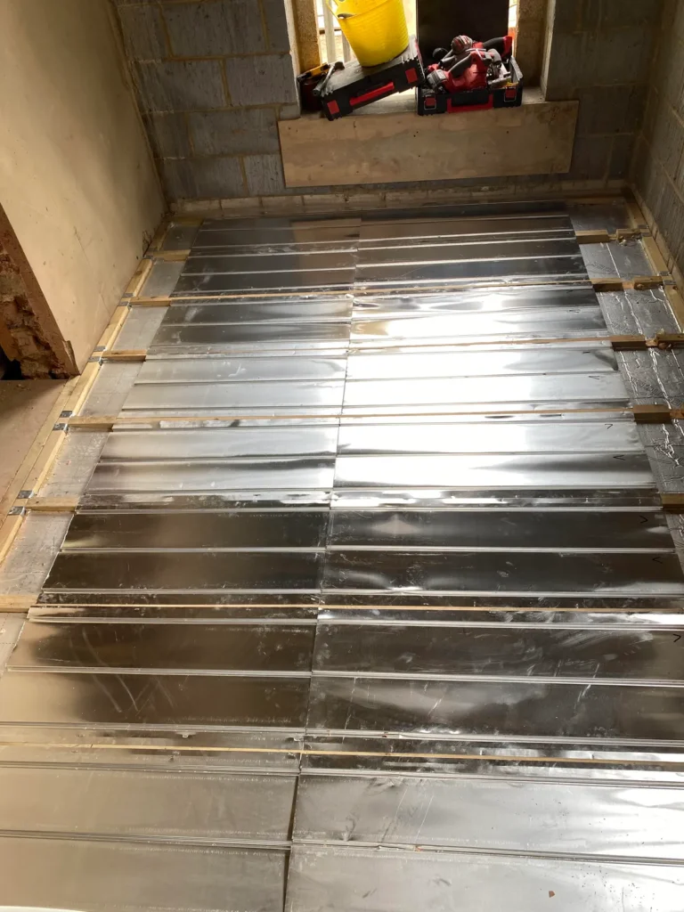 Aluminium underfloor heating tray in Tewkesbury