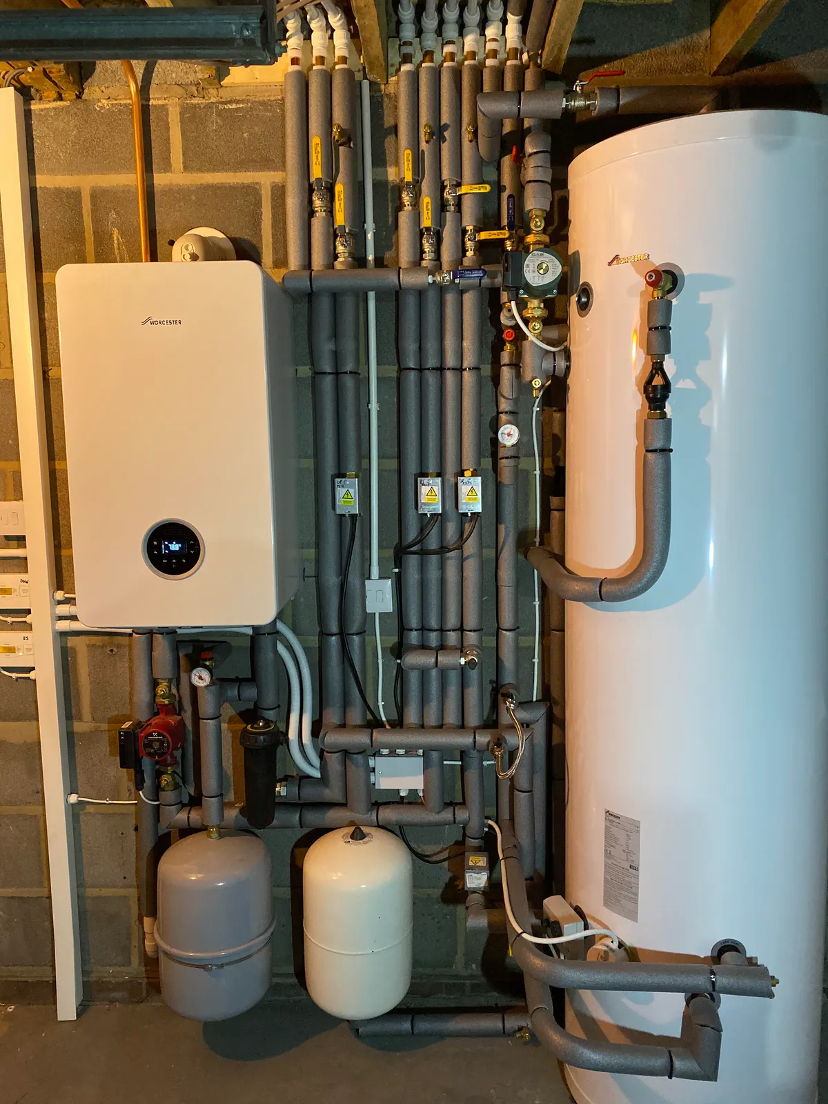 Worcester Bosch Boiler installed in a basement in Gloucester